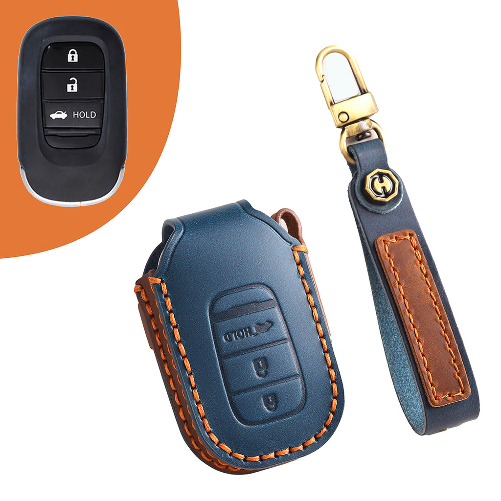 Leather Car Key Covers for Honda Models Accord Civic CR-V HR-V Pilot