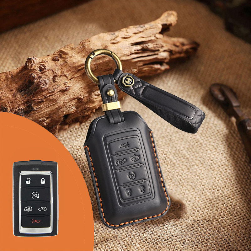 Genuine Leather Key Fob Cover for Jeep