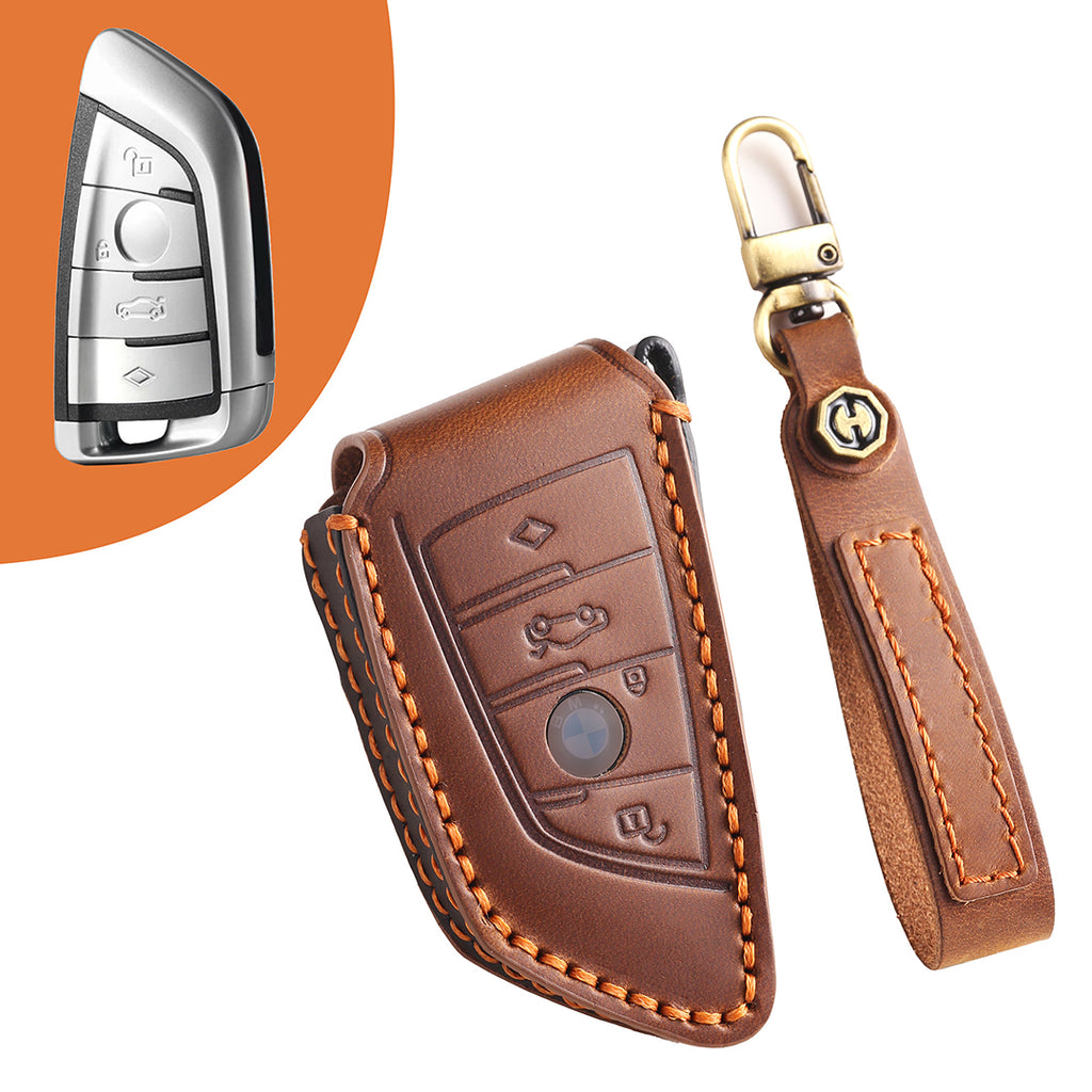 Leather Smart Car Key Protective Cover for BMW 3 5 7 Series x1 x2 x3 x4 x5 x6 x7 and Other Models