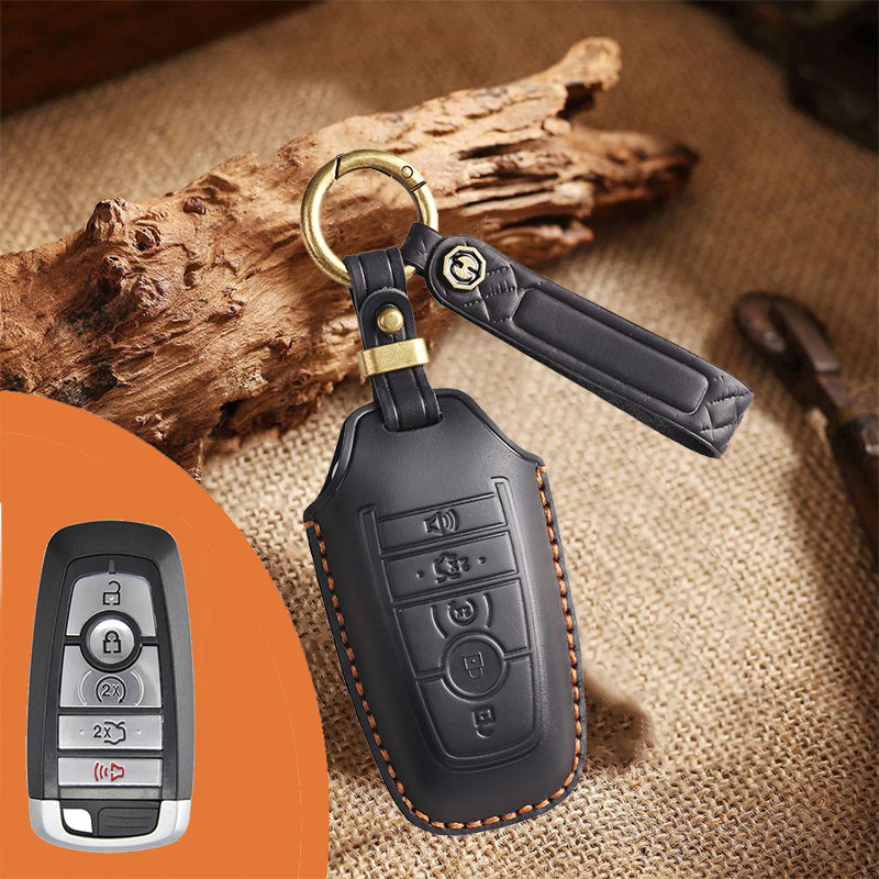 Genuine Leather Key Fob Cover for Ford (3-5 Buttons)