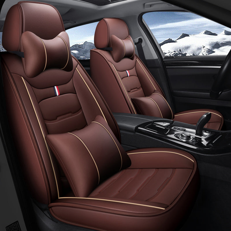 Universal Full Set Leather Car Seat Covers – Water Resistant, Luxury Comfort & All-Season Protection for 5 Seats