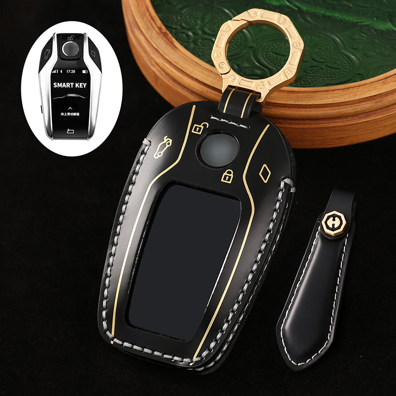 High-Quality Leather Car Key Cover, Suitable for BMW 5 Series, 7 Series, and Other Models