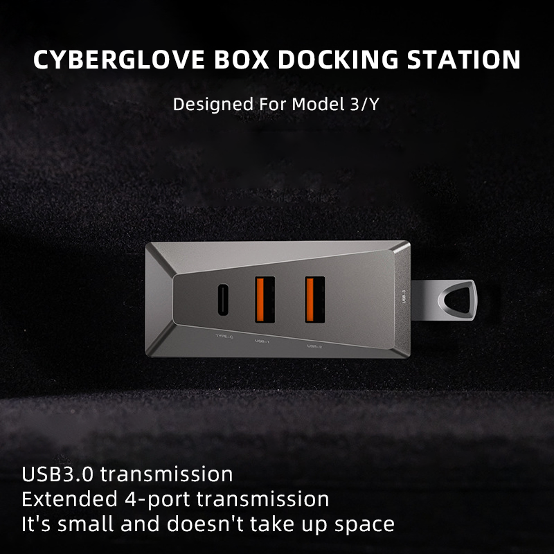 Car Docking Station Efficient Glove Box USB Adapter for Model 3/Y/Cybertruck