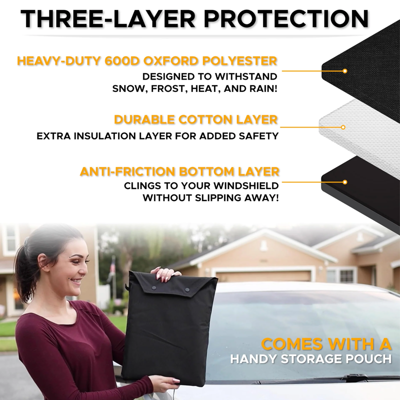 Windshield Cover for Ice and Snow | Heavy Duty 600D Oxford Fabric | Windshield Protector for Cars, SUVs, Trucks | Secure Fit Waterproof Frost Cover