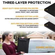 Load image into Gallery viewer, Windshield Cover for Ice and Snow | Heavy Duty 600D Oxford Fabric | Windshield Protector for Cars, SUVs, Trucks | Secure Fit Waterproof Frost Cover