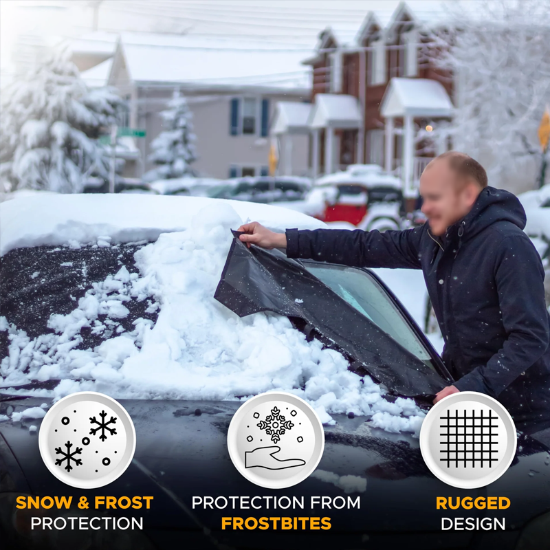 Windshield Cover for Ice and Snow | Heavy Duty 600D Oxford Fabric | Windshield Protector for Cars, SUVs, Trucks | Secure Fit Waterproof Frost Cover