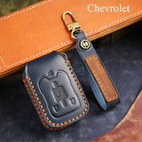 Genuine Leather Key Fob Cover for Chevrolet Colorado, Silverado & GMC Pickup (3-6 Buttons)