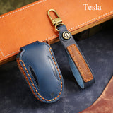 Genuine Leather Key Fob Cover for Tesla Model 3/Y/S/X