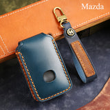 Genuine Leather Key Fob Cover for Mazda 3, Mazda 6, CX-3, CX-5, and CX-9