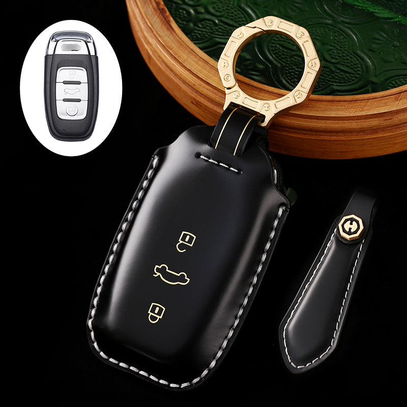 Handmade High-end Cowhide Key Protection Cover, Suitable for Audi A8, A4L, and A6L