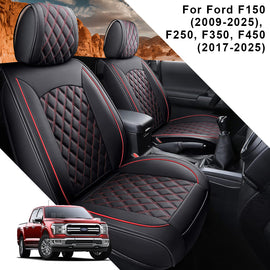 Custom Leather Car Seat Cover Full Set Fit For Ford F150 (2009-2025), F250, F350, F450(2017-2025)