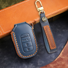 Load image into Gallery viewer, Genuine Leather Key Fob Cover for Honda Accord, Civic, CR-V, HR-V, and Pilot Models