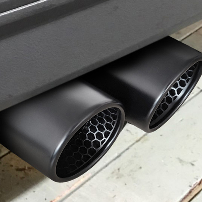 Universal Matte Black Stainless Steel Double Outlet Muffler Tip - Honeycomb Design Exhaust Upgrade