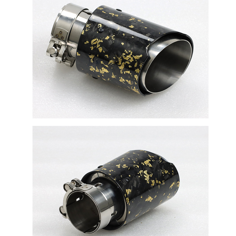 Universal Carbon Fiber Forged Pattern Exhaust Tip - Multicolor Stainless Steel Tailpipe Upgrade