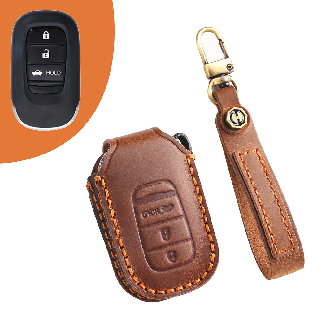 Leather Car Key Covers for Honda Models Accord Civic CR-V HR-V Pilot