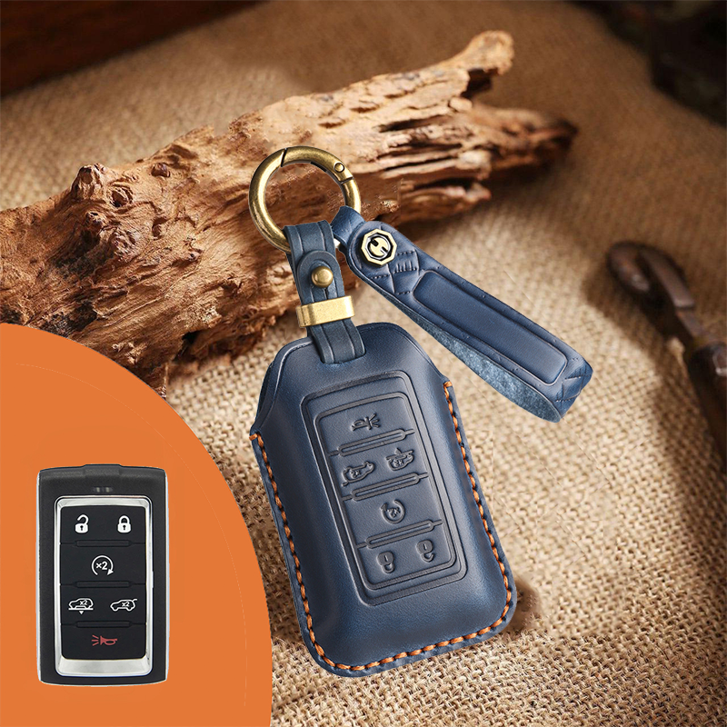 Genuine Leather Key Fob Cover for Jeep