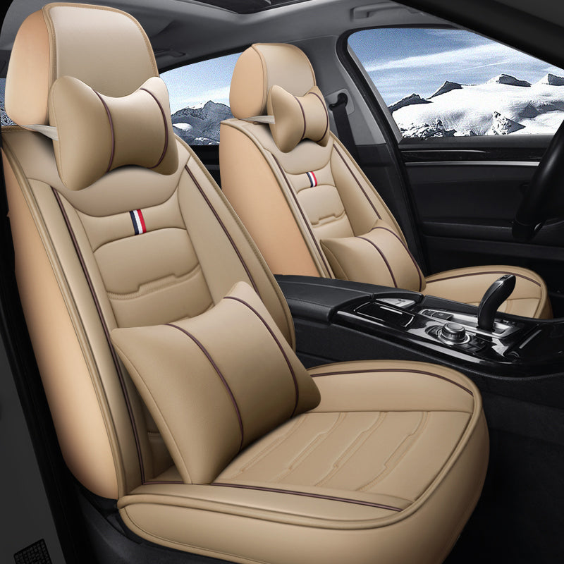 Universal Full Set Leather Car Seat Covers – Water Resistant, Luxury Comfort & All-Season Protection for 5 Seats