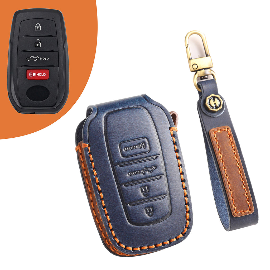 Leather Smart Car Key Cover Case for Toyota Camry, Rav4, Highlander high-end