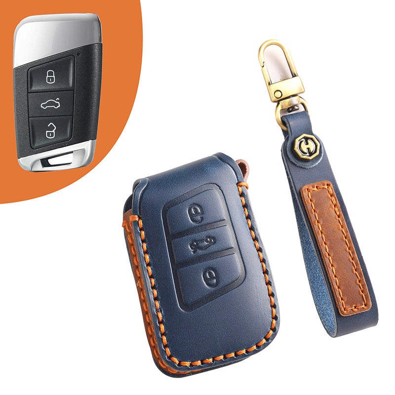 Genuine Leather Key Fob Cover for All 3-Button Volkswagen Key Fobs