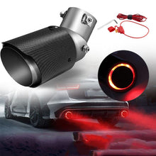 Load image into Gallery viewer, 2.25-inch LED exhaust pipe 60/63mm exhaust tip General Motors carbon fiber tailpipe (red/blue light)