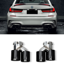 Load image into Gallery viewer, Carbon Fiber Dual Exhaust Tips for BMW 2/3/4 Series G20/G21/G23/G42 (2019+)