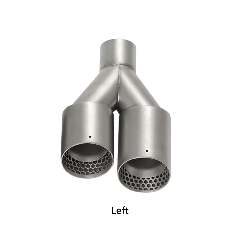 Universal Y-Shaped Dual Outlet Honeycomb Exhaust Tip/ Sandblasted Stainless Steel Muffler