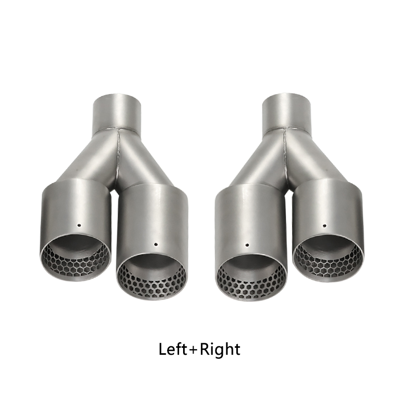 Universal Y-Shaped Dual Outlet Honeycomb Exhaust Tip/ Sandblasted Stainless Steel Muffler