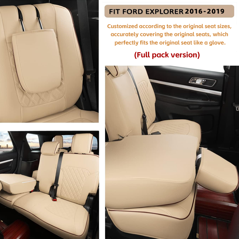 Amancarport Custom Fit Car Seat Covers Full Set For Ford Explorer 7 Seats (2016-2019)