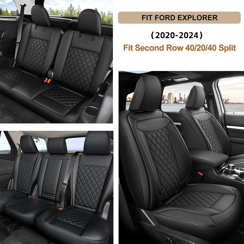 Amancarport Custom Fit Car Seat Covers Full Set For Ford Explorer 6-7 Seats (2020-2024)