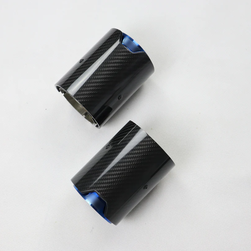 Suitable for BMW M2/M3/M4: New Baked Blue Carbon Fiber Exhaust Tailpipe Decoration