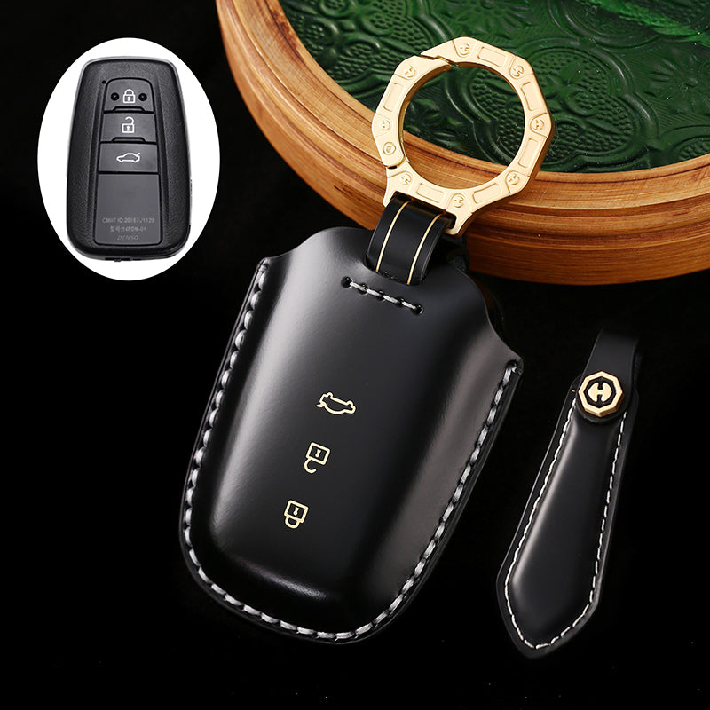 High-End Leather Key Cover with Gift Box, Suitable for Toyota Highlander, Alphard, Previa, and Vellfire