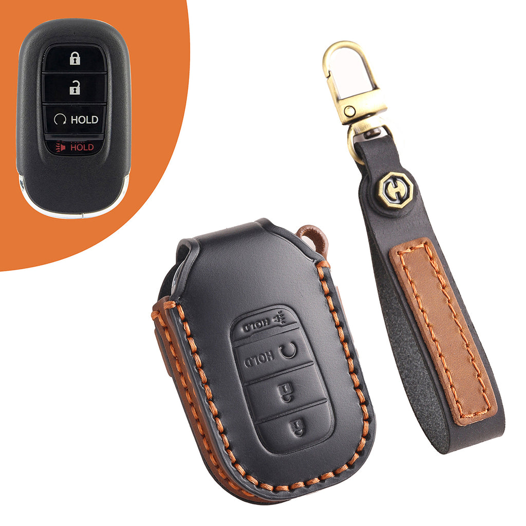 Leather Car Key Covers for Honda Models Accord Civic CR-V HR-V Pilot