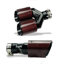 Load image into Gallery viewer, Red Carbon Fiber Glossy Y-Shaped Muffler Tips - 2.6″ IN/3.98″ OUT - Universal Fit