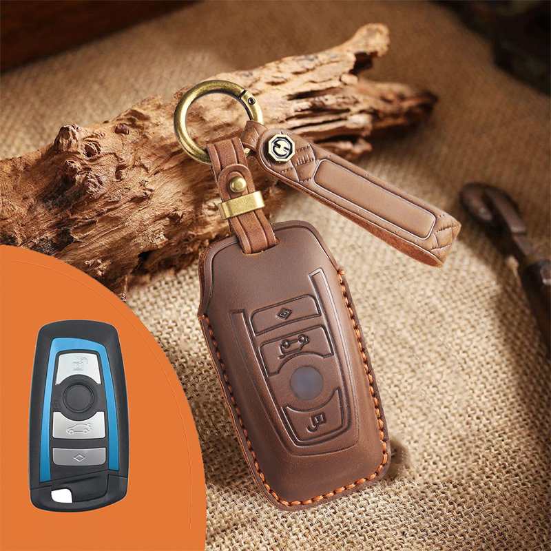 Genuine Leather Key Fob Cover for BMW