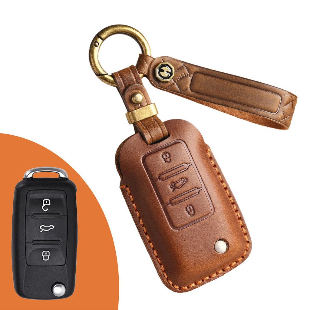 Vintage Handmade Luxury Leather Key Fob For All Volkswagen Models