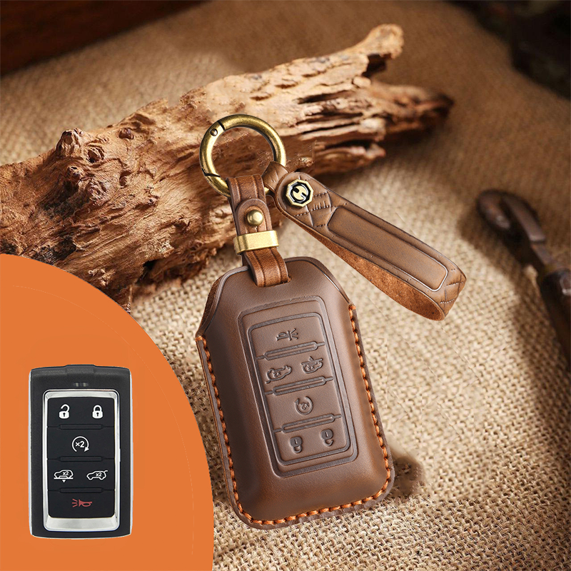 Genuine Leather Key Fob Cover for Jeep