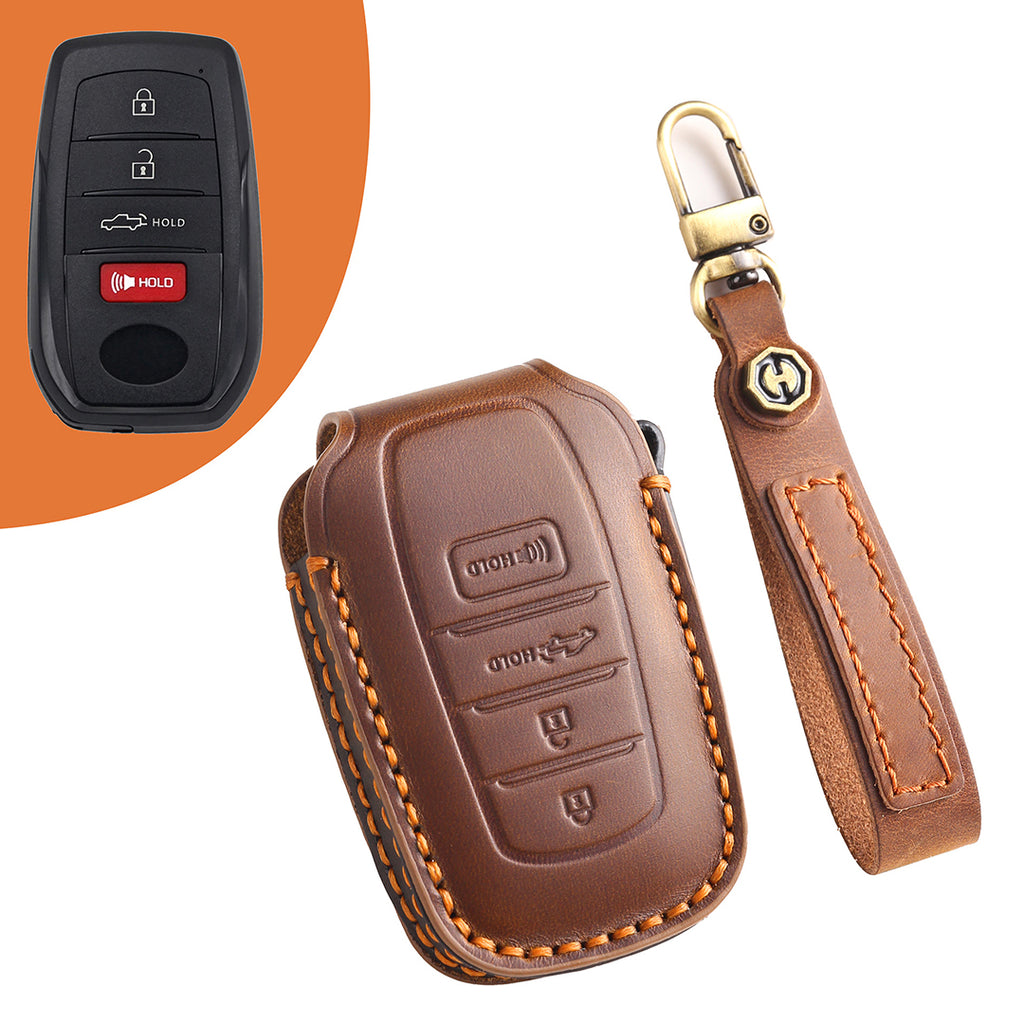 Leather Smart Car Key Cover Case for Toyota Camry, Rav4, Highlander high-end