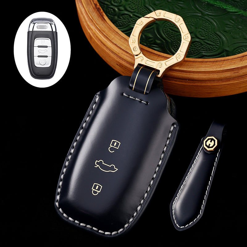 Handmade High-end Cowhide Key Protection Cover, Suitable for Audi A8, A4L, and A6L