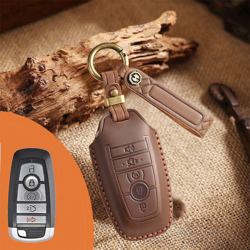 Genuine Leather Key Fob Cover for Ford (3-5 Buttons)