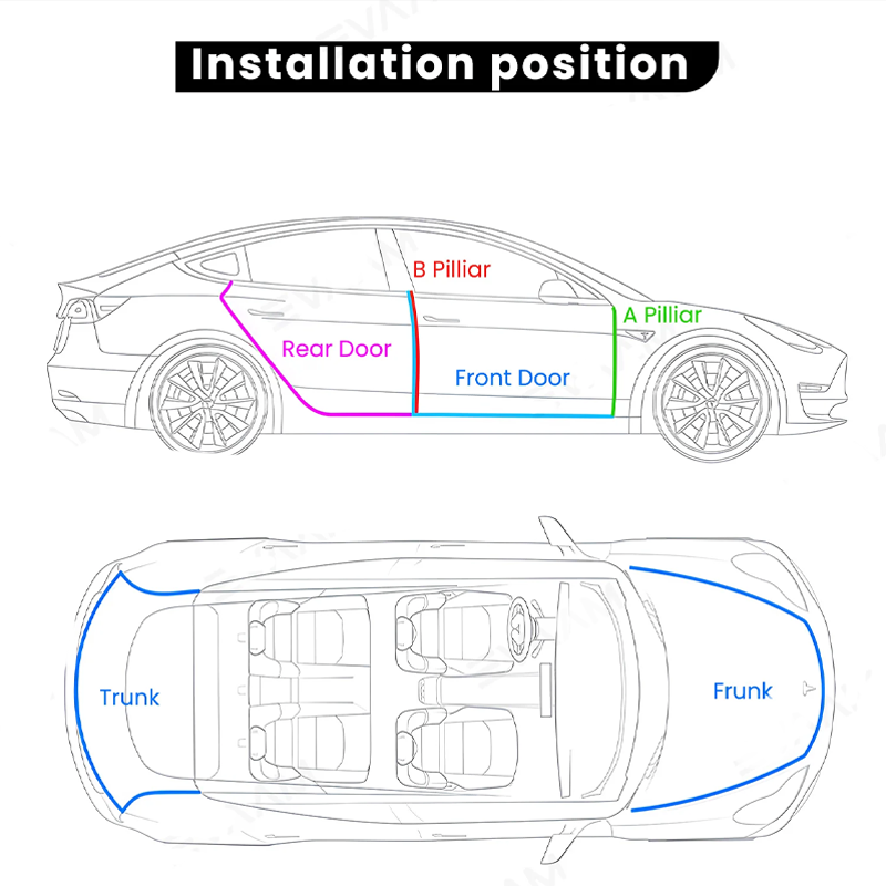 Car Door Seal Kit: Sound-Insulating Rubber for Tesla and Other Popular Models