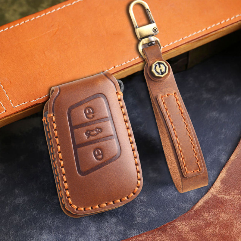 Genuine Leather Key Fob Cover for All 3-Button Volkswagen Key Fobs