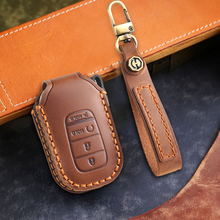 Load image into Gallery viewer, Genuine Leather Key Fob Cover for Honda Accord, Civic, CR-V, HR-V, and Pilot Models