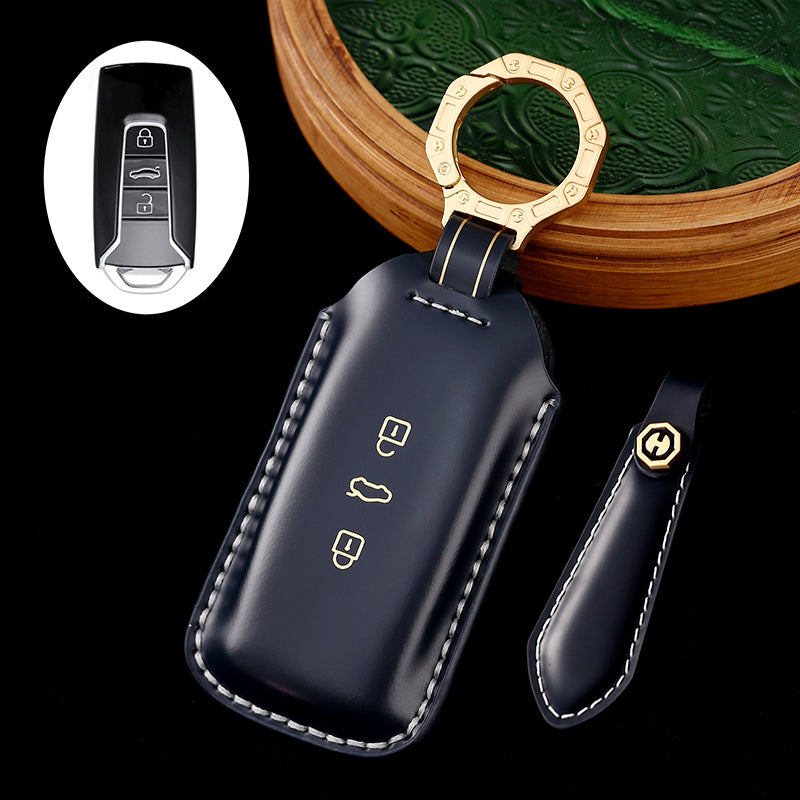 Amancarport Leather Car Key Case with Gift Box, Compatible with VW Tiguan, Touareg, Atlas, Jetta, Passat, Golf Alltrack, Arteon, and Routan