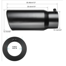 Load image into Gallery viewer, Universal Diesel Truck Angled Black 12 inch Bolt On Exhaust Tip 2.99-4.02 In 4.02-5.98 Out Stainless Steel