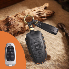 Load image into Gallery viewer, Genuine Leather Key Fob Cover for Hyundai 3-7 Button