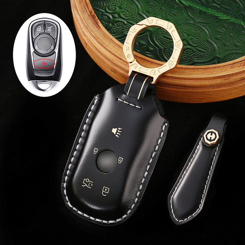 Genuine Cowhide Leather Key Fob Cover for Buick, Car Key Shell Case, Keychain Protector, Fits 3-7 Button Buick Key Fobs