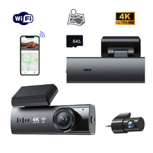 Load image into Gallery viewer, 4K Dash Cam Front and Rear with WiFi &amp; GPS, Mini Hidden Car Camera Recorder