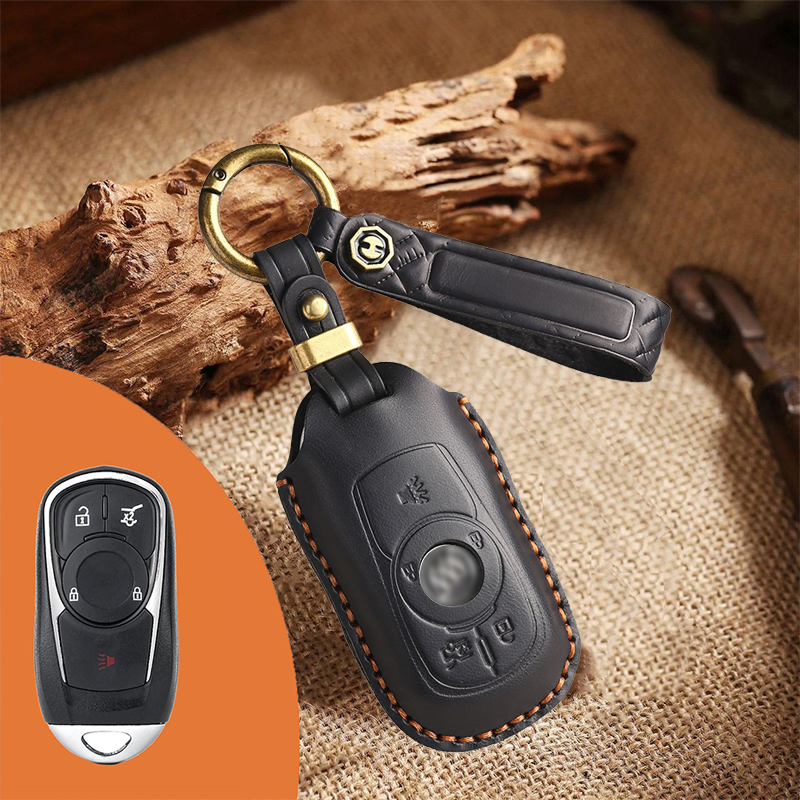 Genuine Leather Key Fob Cover for Buick (3-6 Button)