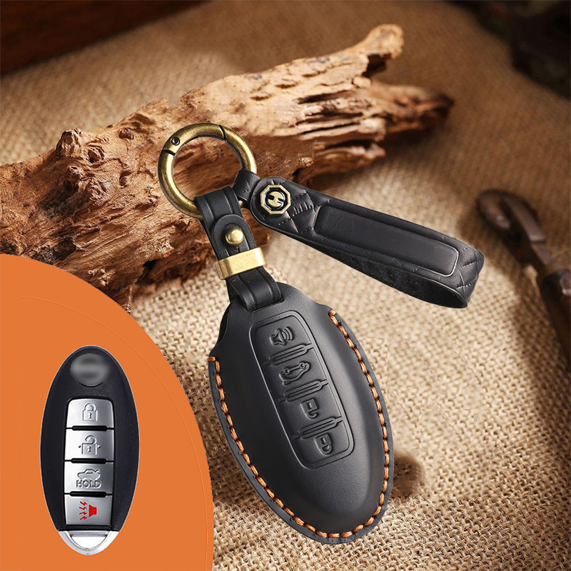 Genuine Leather Key Fob Cover for Nissan (3-5 Button)