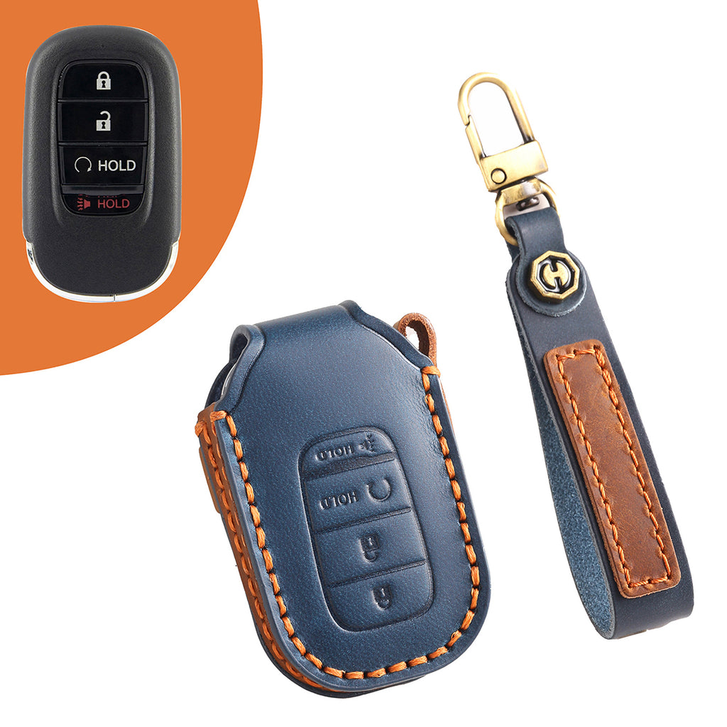 Leather Car Key Covers for Honda Models Accord Civic CR-V HR-V Pilot